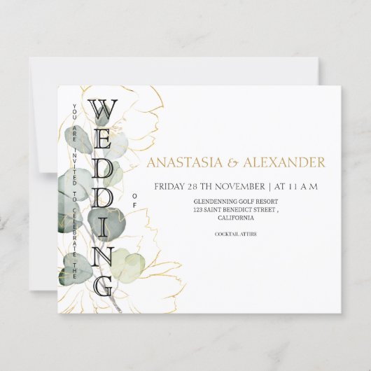 Cartes d'invitation de mariage à petit budget (Devant)