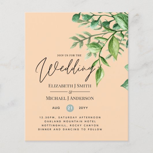 Cartes d'invitation de mariage à petit budget True (Devant)