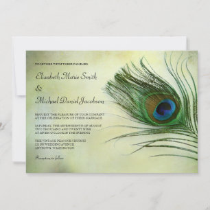 Cartes d'invitation de mariage à plumes de paon vi