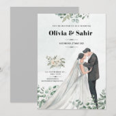 Cartes d'invitation de mariage à sauvegarder la da (Devant / Derrière)