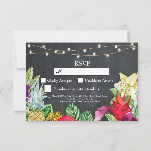 Cartes d'invitation de mariage Aloha Tropical RSVP (Devant)