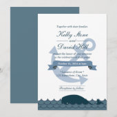 Cartes d'invitation de mariage Ancre Nautique & Ba (Devant / Derrière)