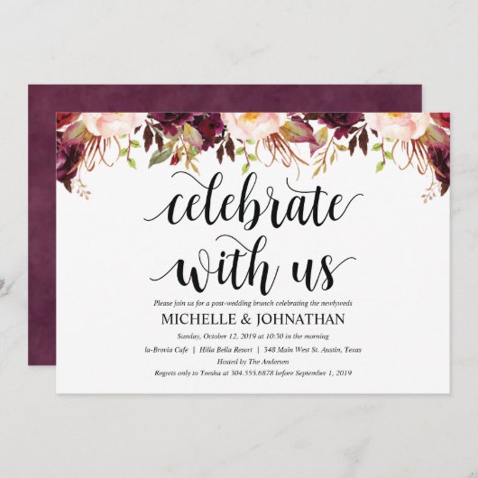 Cartes d'invitation de mariage après-mariage Rusti (Devant / Derrière)