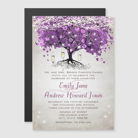 Cartes d'invitation de mariage Arbre à feuilles de (Devant / Derrière)