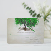Cartes d'invitation de mariage Arbre à feuilles de (Debout devant)