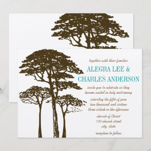 Cartes d'invitation de mariage Arbre Chêne Brun
