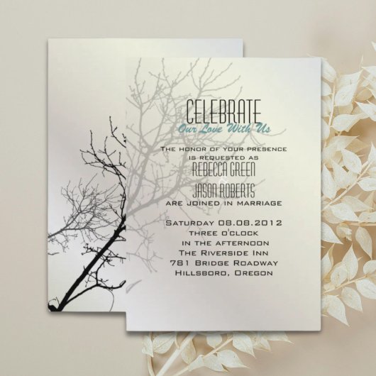 Cartes d'invitation de mariage Arbres Oiseaux d'am