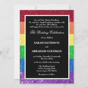 Cartes d'invitation de mariage arc-en-ciel pour pa