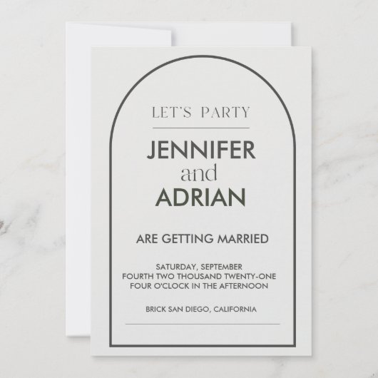 Cartes d'invitation de mariage Arch (Dos)