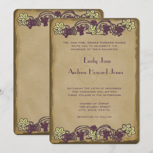 Cartes d'invitation de mariage Art Nouveau Vintage