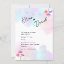 Cartes d'invitation de mariage artistiques rose et