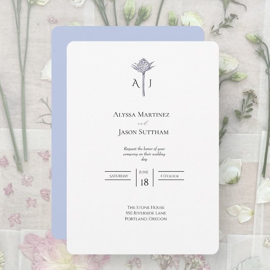 Cartes d'invitation de mariage au chardon écossais