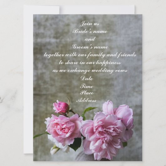 Cartes d'invitation de mariage au motif de pivoine (Devant)