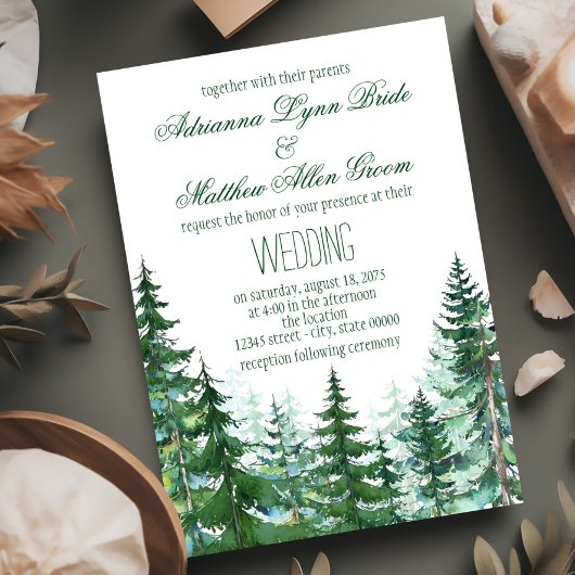 Cartes d'invitation de mariage au sapin