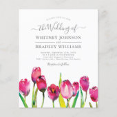 Cartes d'invitation de mariage au tulipe rose élég (Devant)