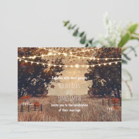 Cartes d'invitation de mariage automnal champêtre  (Debout devant)