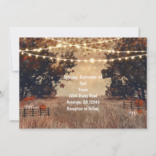 Cartes d'invitation de mariage automnal champêtre  (Dos)