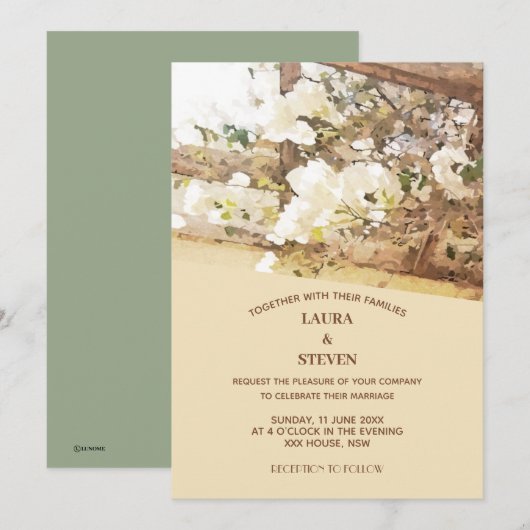 Cartes d'invitation de mariage aux fleurs de jasmi (Devant / Derrière)
