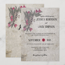 Cartes d'invitation de mariage aux fleurs sauvages