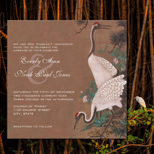 Cartes d'invitation de mariage aux grues japonaise