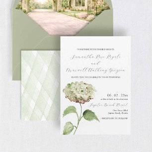 Cartes d'invitation de mariage aux hortensias blan