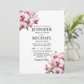 Cartes d'invitation de mariage aux orchidées roses (Debout devant)