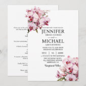 Cartes d'invitation de mariage aux orchidées roses (Devant / Derrière)