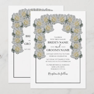 Cartes d'invitation de mariage aux roses blanches
