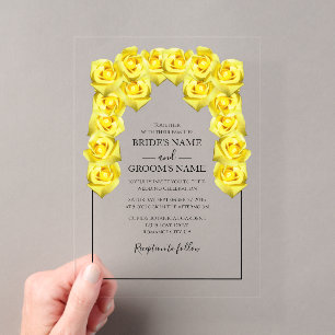 Cartes d'invitation de mariage aux roses jaunes ru