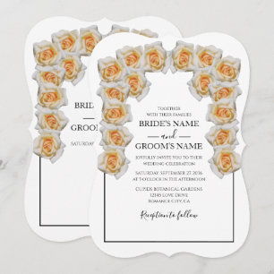 Cartes d'invitation de mariage aux roses orange ru