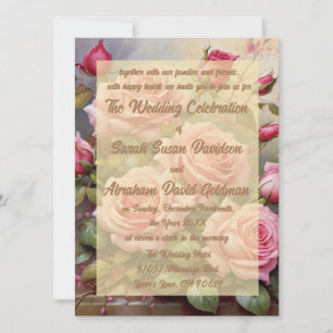 Cartes d'invitation de mariage aux roses roses élé