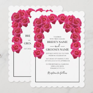 Cartes d'invitation de mariage aux roses roses rus