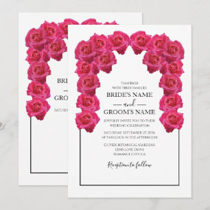 Cartes d'invitation de mariage aux roses roses rus