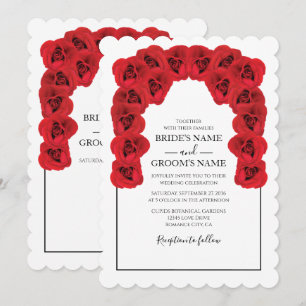 Cartes d'invitation de mariage aux roses rouges ru
