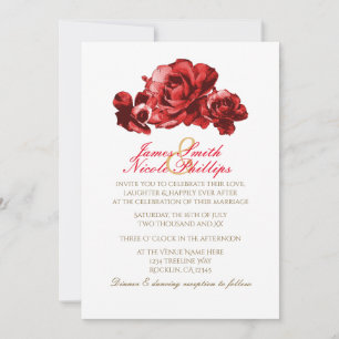 Cartes d'invitation de mariage aux roses vintage a