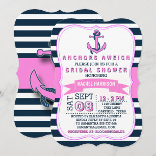 Cartes d'invitation de mariage avec ancre nautique