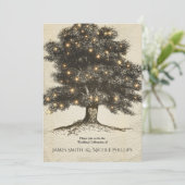 Cartes d'invitation de mariage avec arbre rustique (Debout devant)