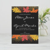 Cartes d'invitation de mariage avec feuilles d'aut (Debout devant)