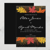 Cartes d'invitation de mariage avec feuilles d'aut (Devant / Derrière)