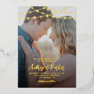 Cartes d'invitation de mariage avec guirlande lumi