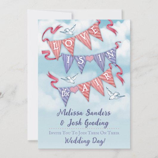 Cartes d'invitation de mariage avec guirlande vint (Devant)
