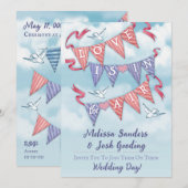 Cartes d'invitation de mariage avec guirlande vint (Devant / Derrière)