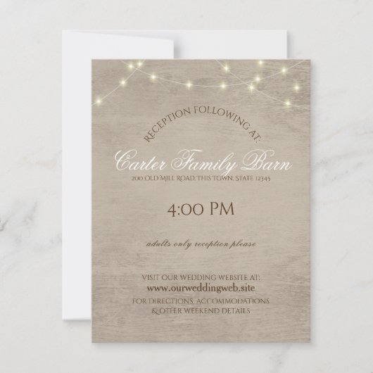 Cartes d'invitation de mariage avec lumières rusti (Devant)