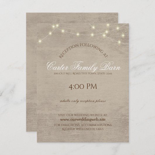 Cartes d'invitation de mariage avec lumières rusti (Devant / Derrière)
