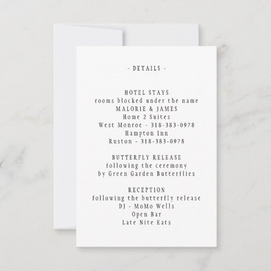 Cartes d'invitation de mariage avec papillons (Devant)