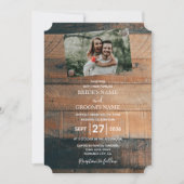 Cartes d'invitation de mariage avec photo en bois (Devant)