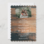 Cartes d'invitation de mariage avec photo en bois (Devant)