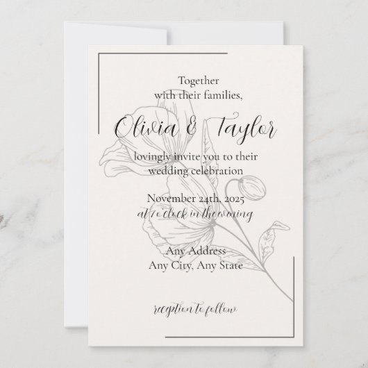 Cartes d'invitation de mariage Beige Elegance v2 (Devant)