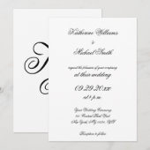Cartes d'invitation de mariage blanches à l'écritu (Devant / Derrière)