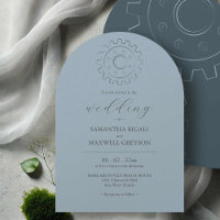 Cartes d'invitation de mariage bleu chic industrie